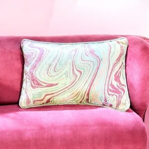 LOLOI Crushed Velvet Down Pillow 13 X 20 Plum Back With Marbled Front